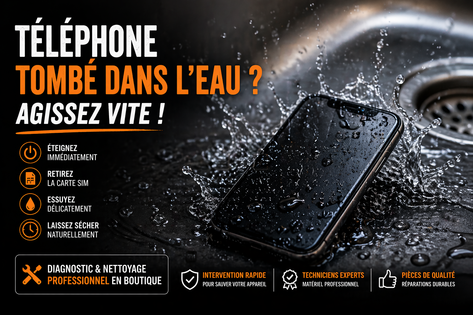 Téléphone tombé dans l’eau que faire