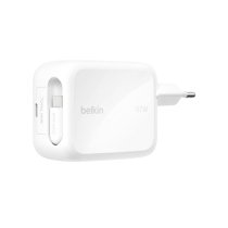 BELKIN Chargeur Secteur USB-C GaN Avec Câble Rétractable (67W)