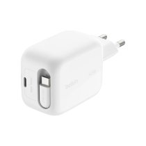 BELKIN Chargeur Secteur USB-C GaN avec Câble Rétractable (45W)