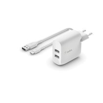 BELKIN Chargeur 24W + câble USB-C (2 USB-A) (Blanc)